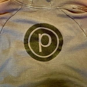 Zip up hoodie with black velvet logo (Pure Barre)